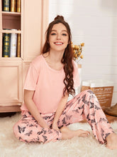 BUTTERFLY PRINTED SUIT - PINK - M084